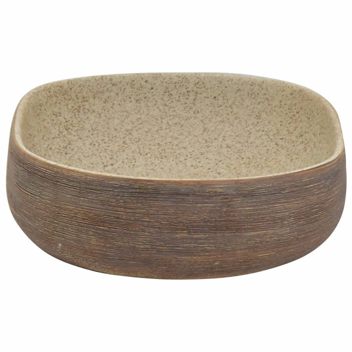håndvask til bordplade 59x40x14 cm oval keramik sand og brun