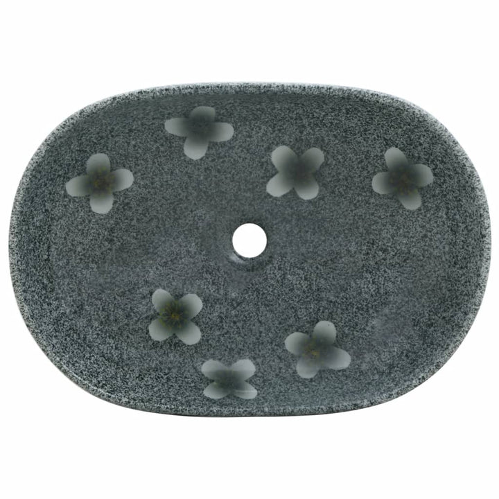 håndvask til bordplade 59x40x14 cm oval keramik blå