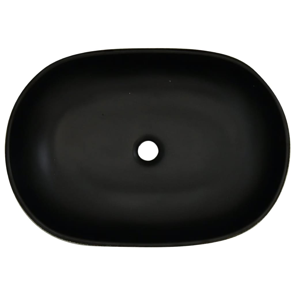 håndvask til bordplade 59x40x15 cm oval keramik grå og sort