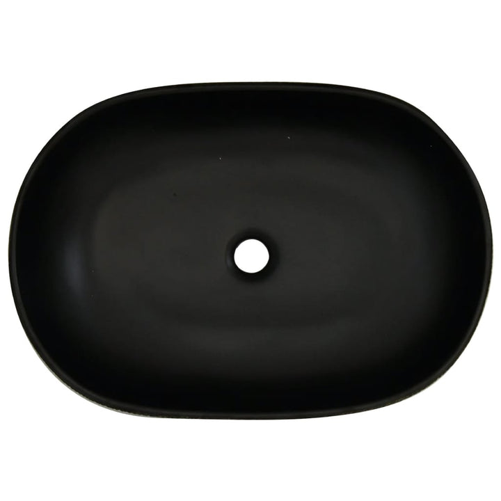 håndvask til bordplade 59x40x15 cm oval keramik grå og sort