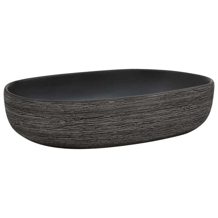 håndvask til bordplade 59x40x15 cm oval keramik grå og sort