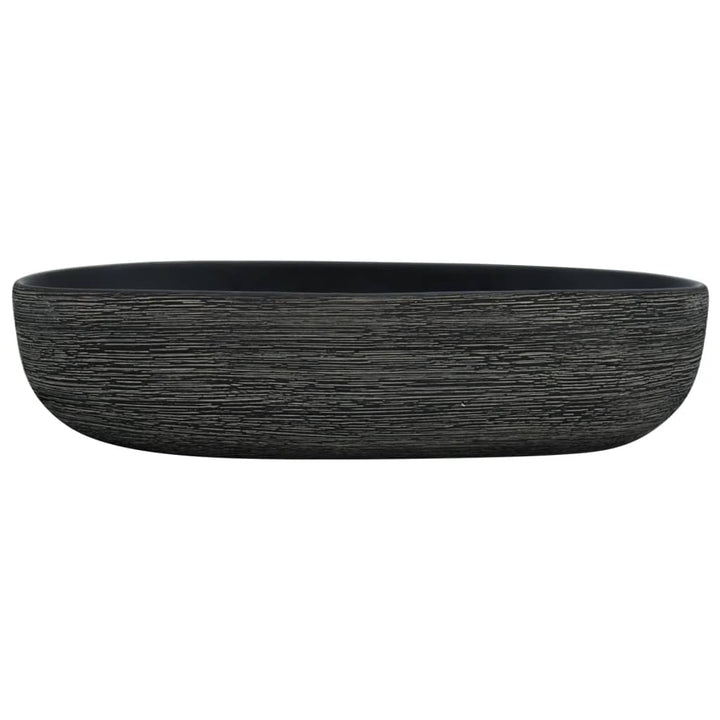 håndvask til bordplade 59x40x15 cm oval keramik grå og sort