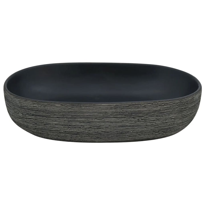 håndvask til bordplade 59x40x15 cm oval keramik grå og sort