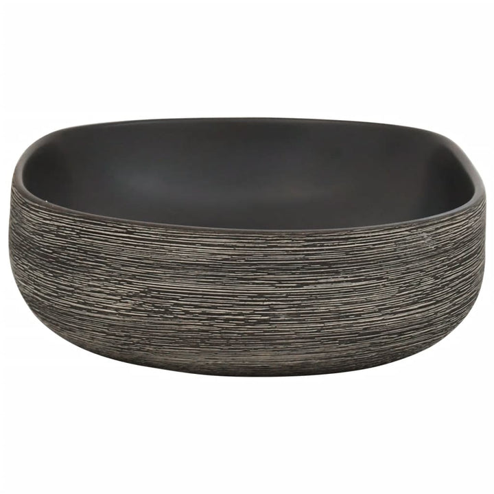 håndvask til bordplade 59x40x15 cm oval keramik grå og sort