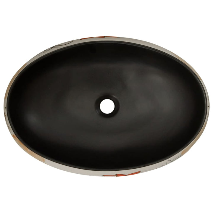 håndvask til bordplade 59x40x15 cm oval keramik flerfarvet