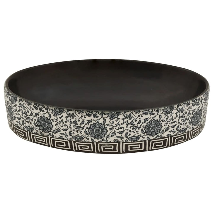 håndvask til bord 56,5x36,5x13,5 cm oval keramik sort og blå
