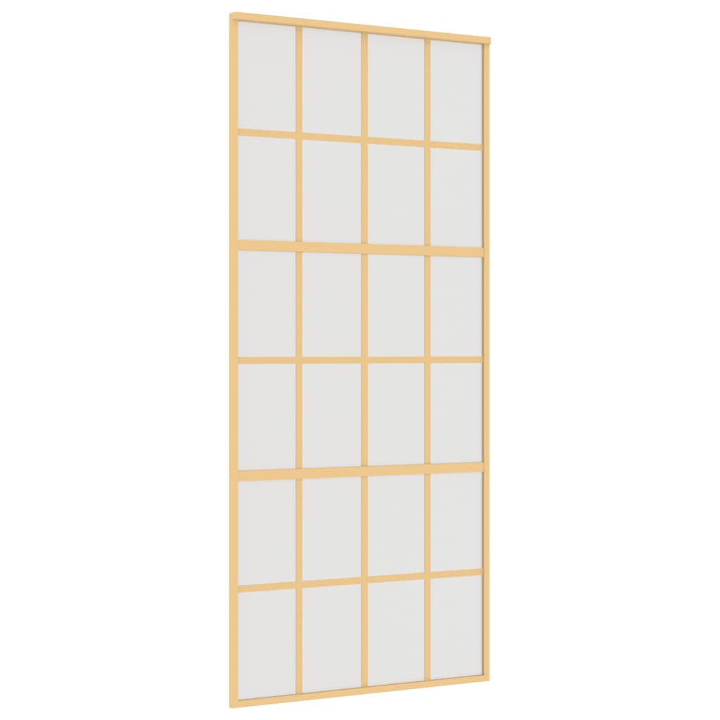 skydedør 90x205 cm matteret sikkerhedsglas og aluminium gylden