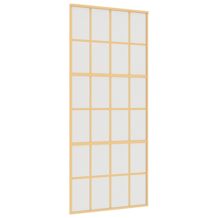 skydedør 90x205 cm matteret sikkerhedsglas og aluminium gylden