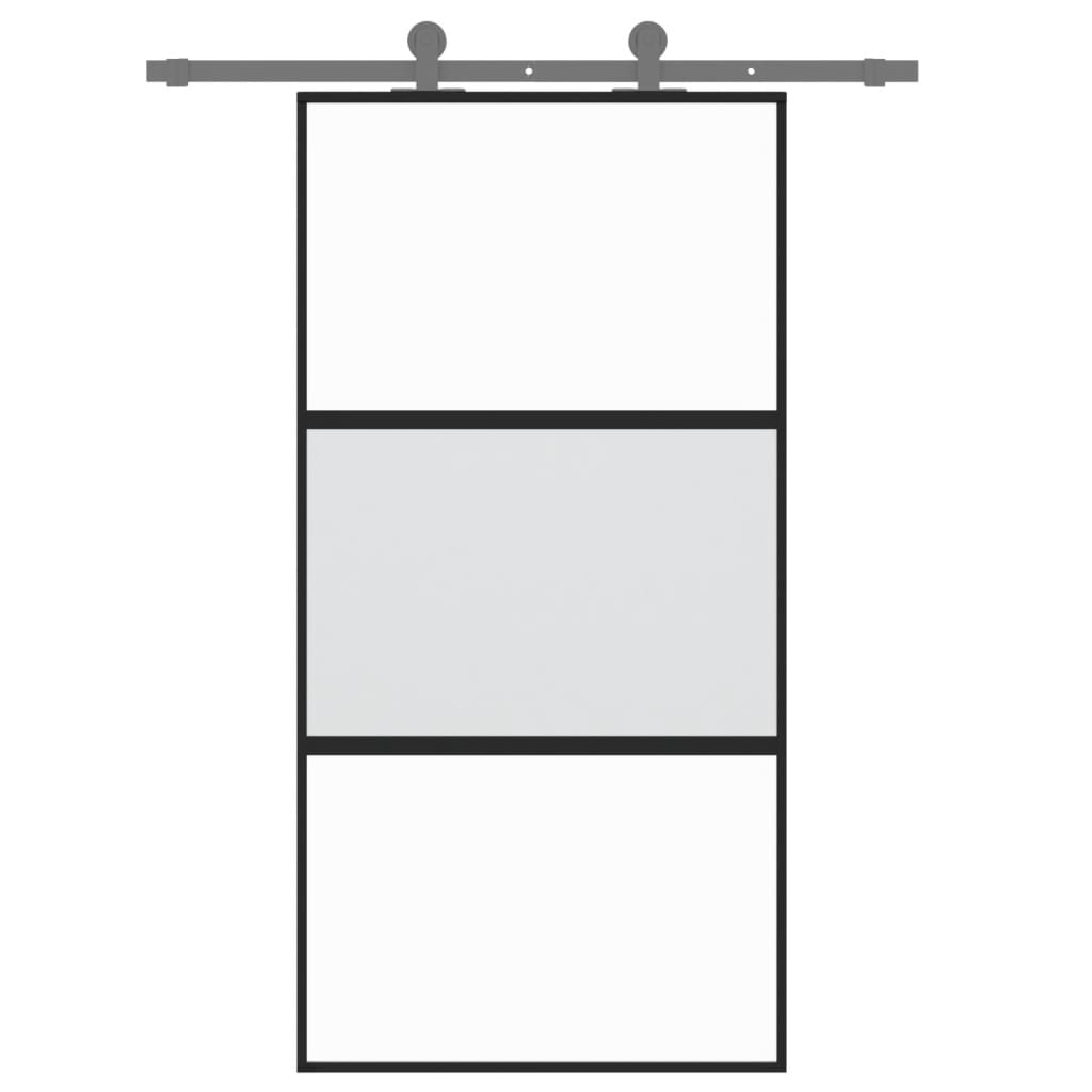 skydedør 102,5x205 cm hærdet glas og aluminium sort