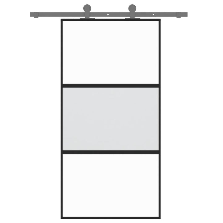 skydedør 102,5x205 cm hærdet glas og aluminium sort