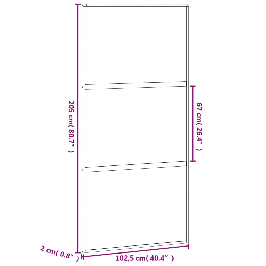 skydedør 102,5x205 cm hærdet glas og aluminium sort