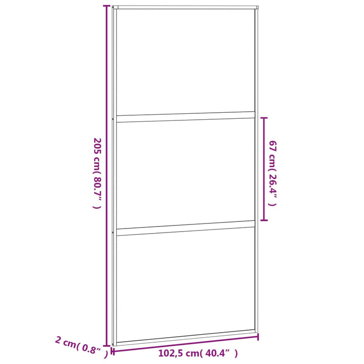 skydedør 102,5x205 cm hærdet glas og aluminium sort