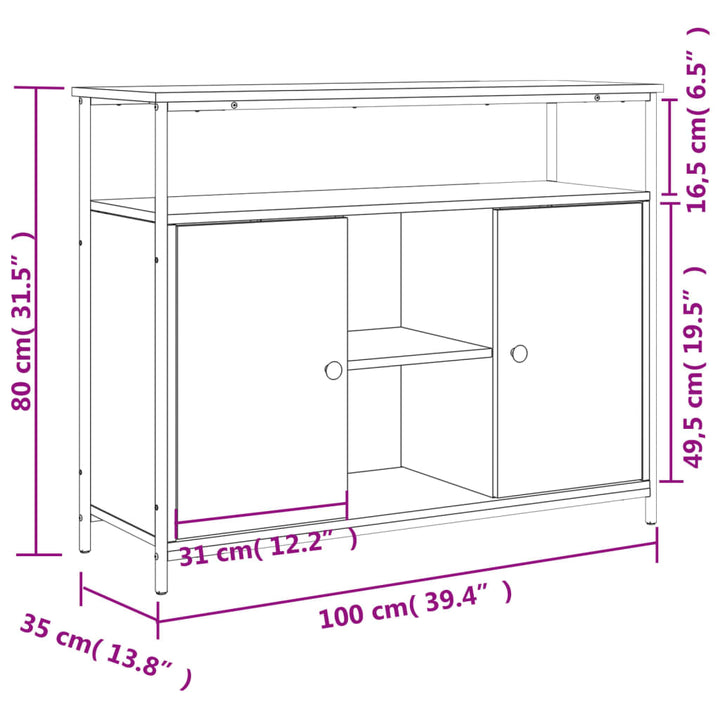 skænk Sonoma eg 100x35x80 cm konstrueret træ