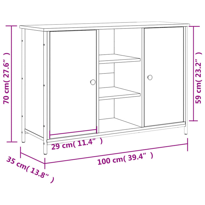 skænk 100x35x70 cm konstrueret træ sort