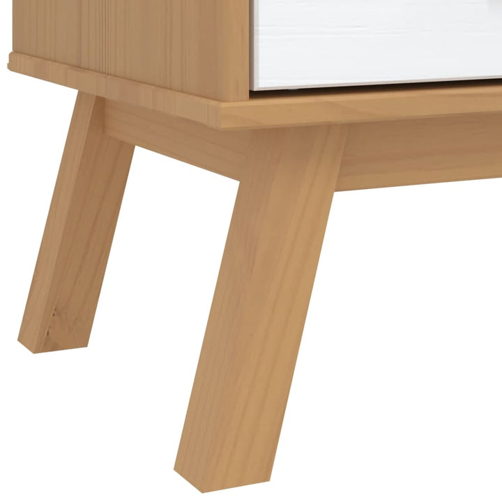 klædeskab OLDEN 76,5x53x172 cm massivt fyrretræ hvid og brun