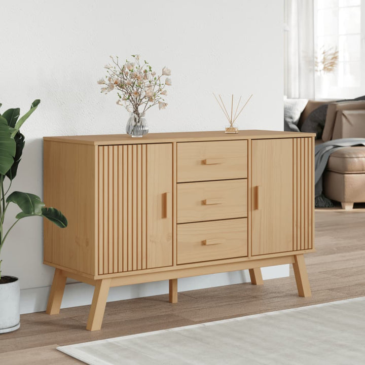 skænk OLDEN 114x43x73,5 cm massivt fyrretræ brun