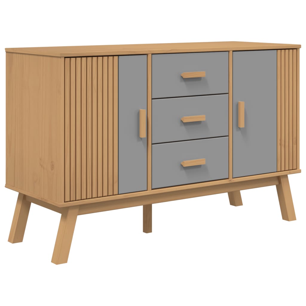 skænk OLDEN 114x43x73,5 cm massivt fyrretræ grå og brun