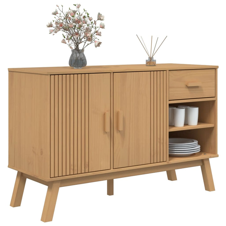 skænk OLDEN 114x43x73,5 cm massivt fyrretræ brun