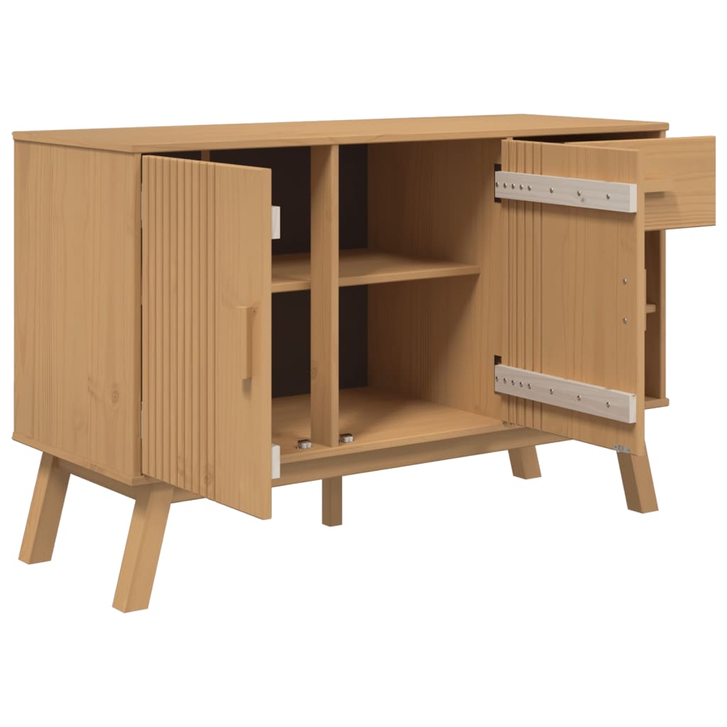 skænk OLDEN 114x43x73,5 cm massivt fyrretræ brun