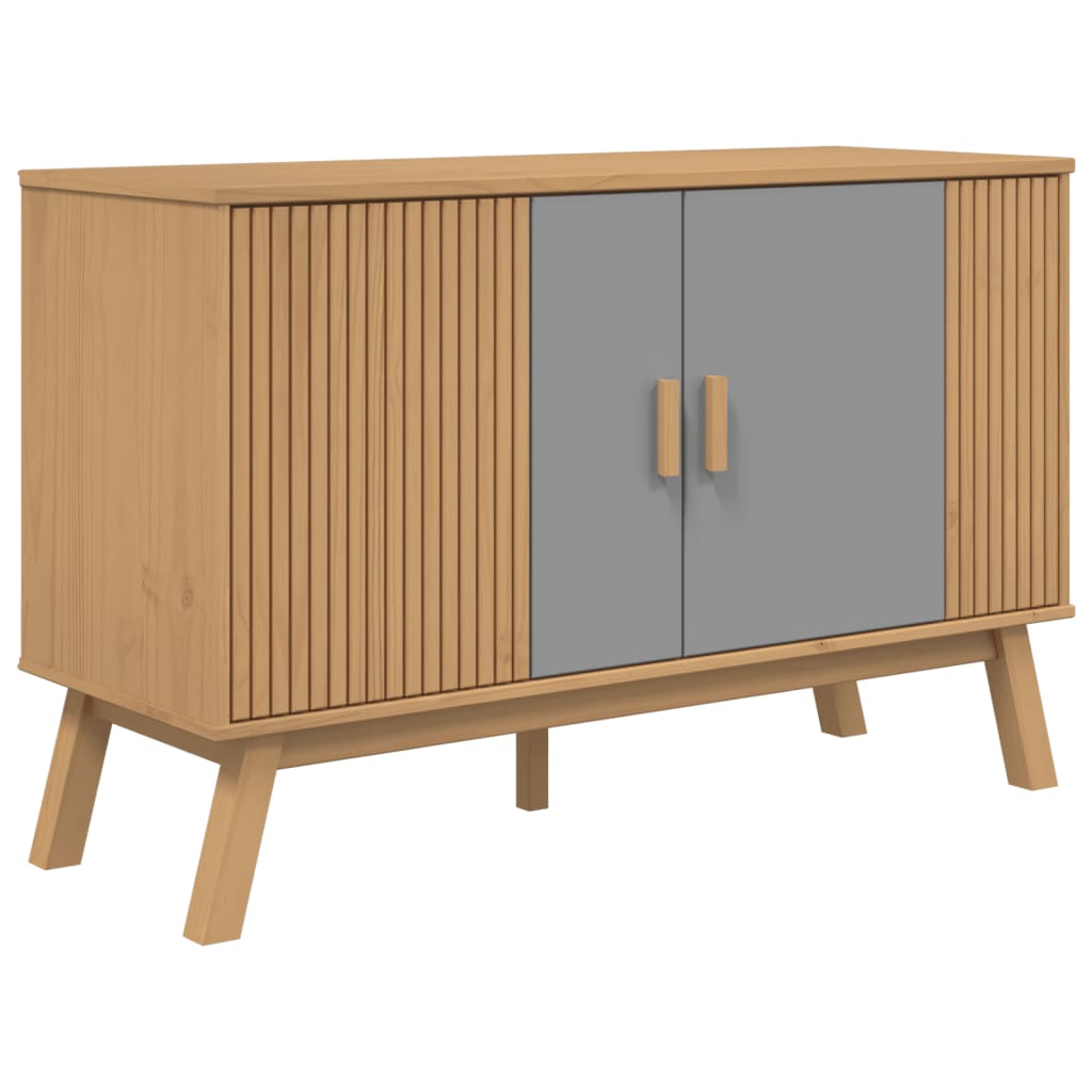 skænk OLDEN 114x43x73,5 cm massivt fyrretræ grå og brun