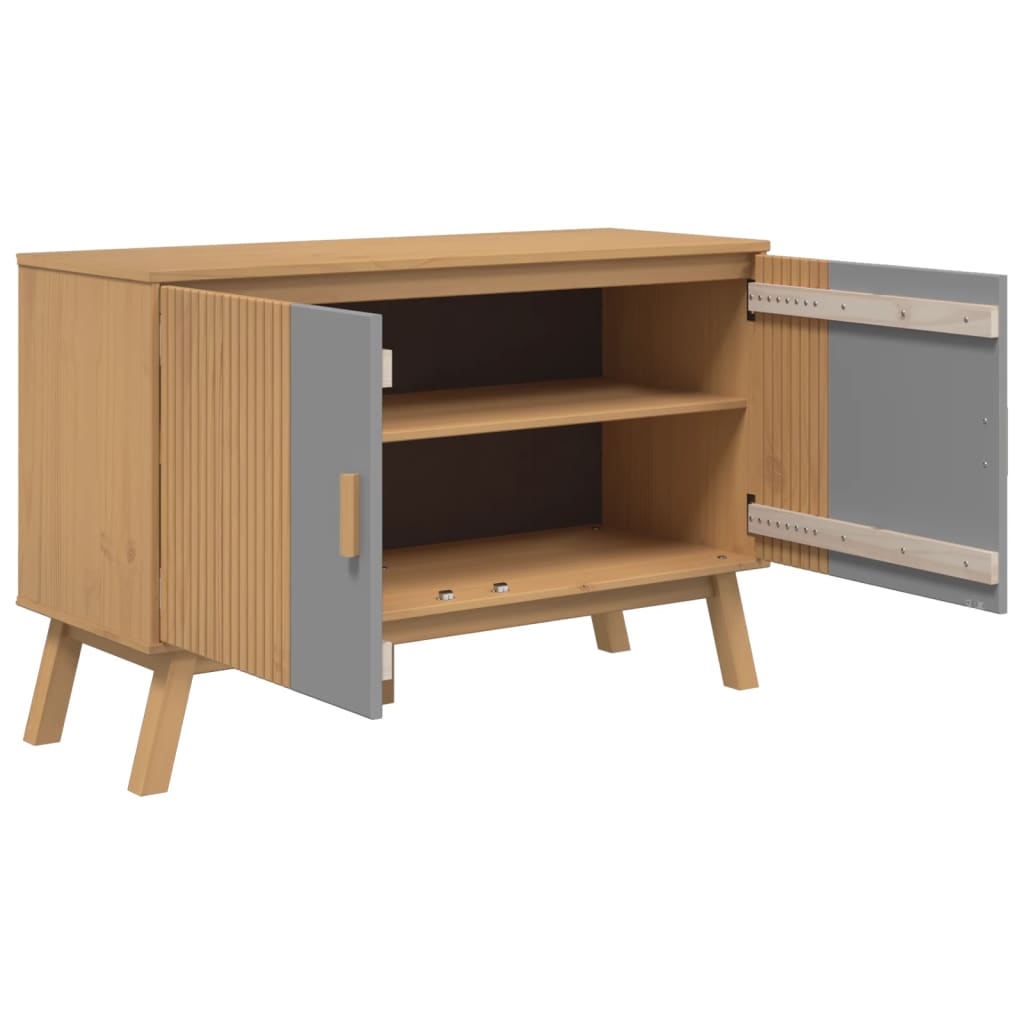 skænk OLDEN 114x43x73,5 cm massivt fyrretræ grå og brun