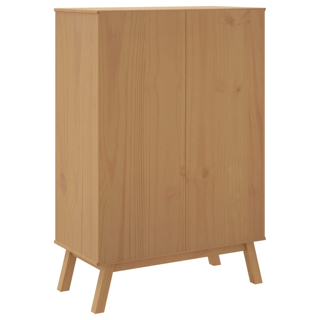 skab OLDEN 85x43x125 cm massivt fyrretræ brun