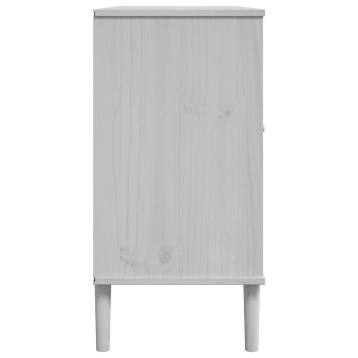 skænk SENJA 112x40x80 cm rattan-look massivt fyrretræ hvid