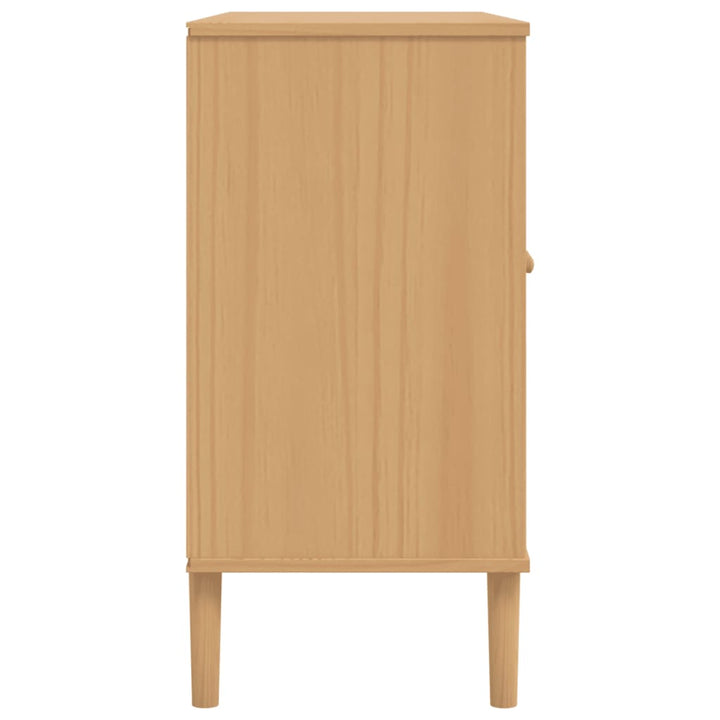 skænk SENJA 112x40x80 cm rattan-look massivt fyrretræ brun