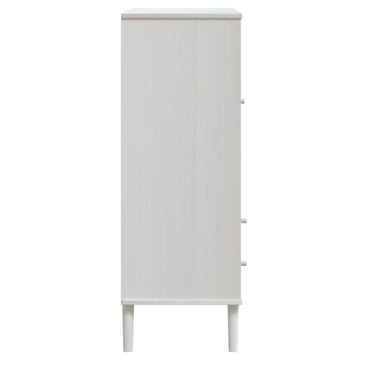 skænk SENJA 90x40x112 cm rattan-look massivt fyrretræ hvid