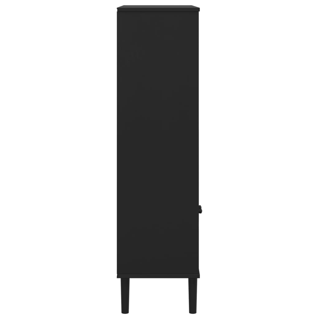 bogreol SENJA rattanlook 90x35x130 cm massivt fyrretræ sort