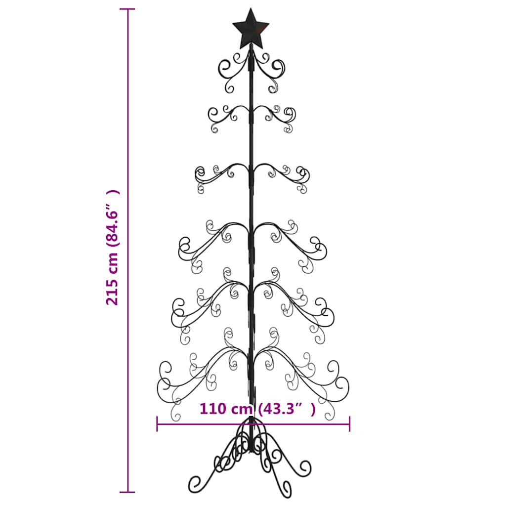 dekorativt juletræ 125 cm metal sort
