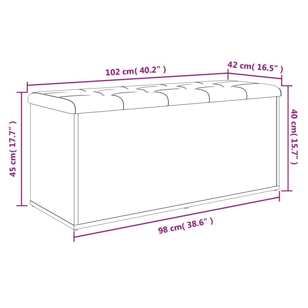 opbevaringsbænk hvid 102x42x45 cm konstrueret træ