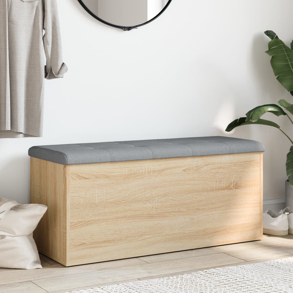 opbevaringsbænk Sonoma eg 102x42x45 cm konstrueret træ
