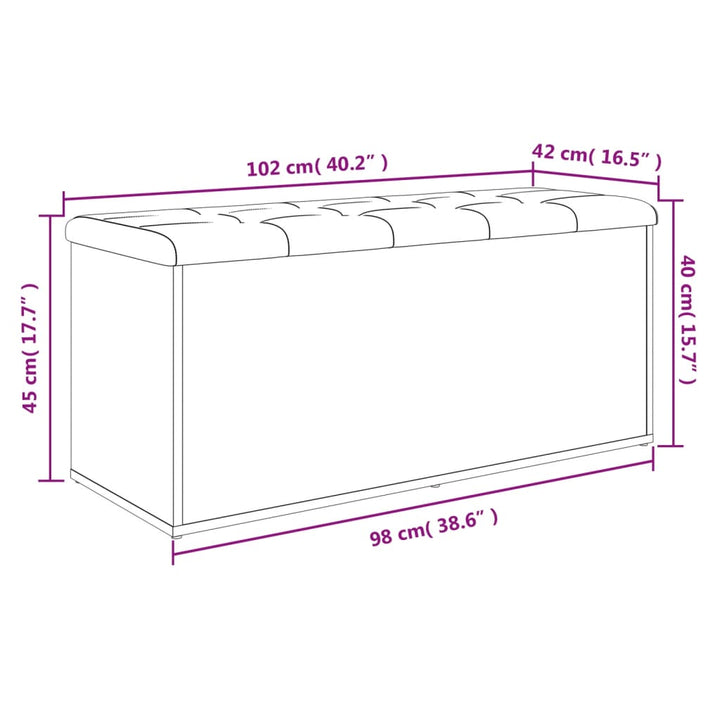 opbevaringsbænk 102x42x45 cm konstrueret træ grå sonoma-eg
