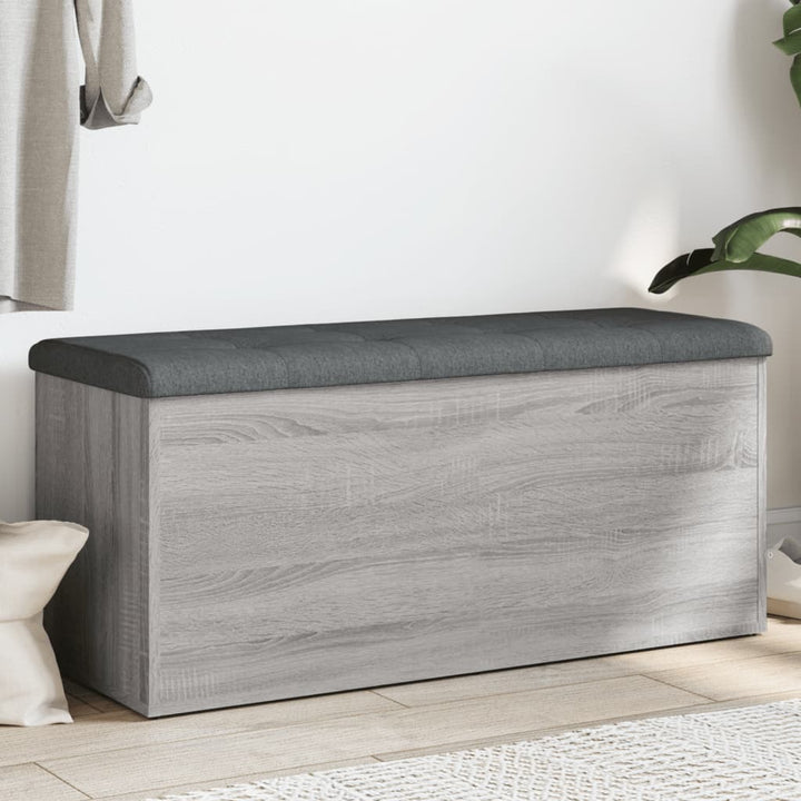 opbevaringsbænk 102x42x45 cm konstrueret træ grå sonoma-eg