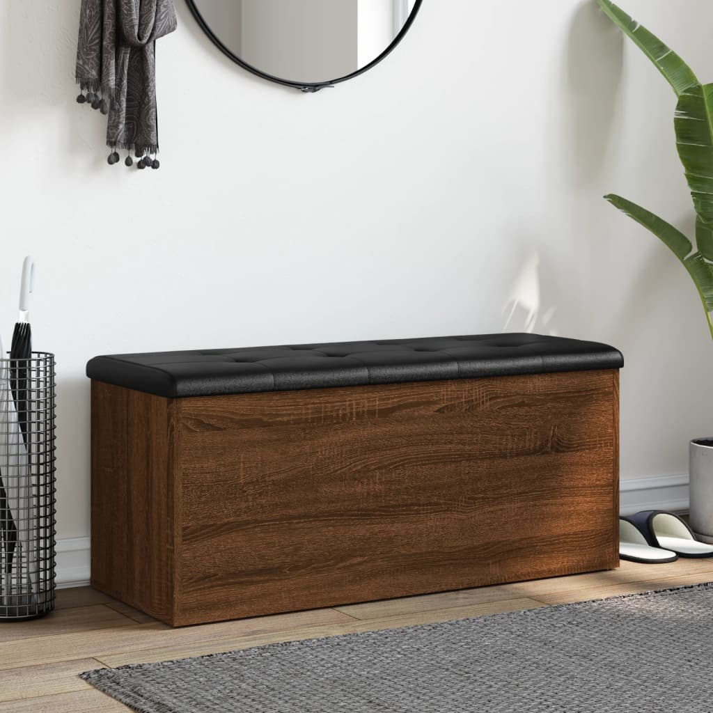 opbevaringsbænk 102x42x45 cm konstrueret træ brun egetræsfarve