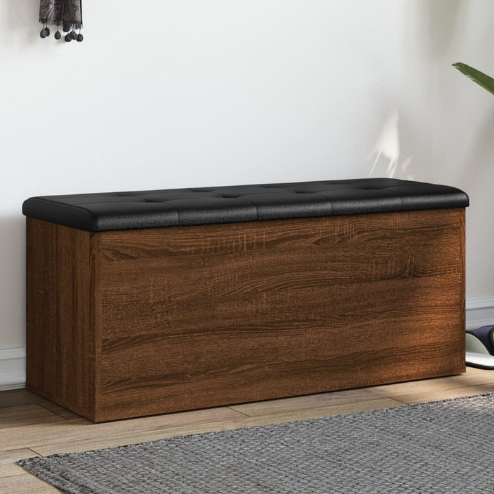 opbevaringsbænk 102x42x45 cm konstrueret træ brun egetræsfarve