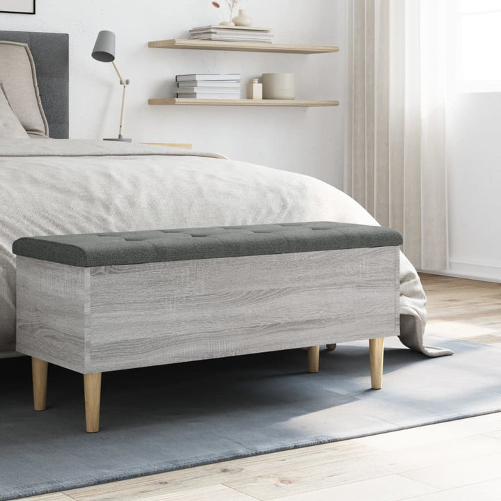 opbevaringsbænk 102x42x46 cm konstrueret træ grå sonoma-eg