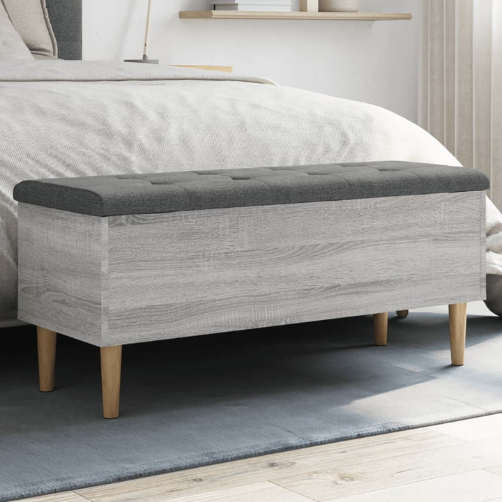 opbevaringsbænk 102x42x46 cm konstrueret træ grå sonoma-eg
