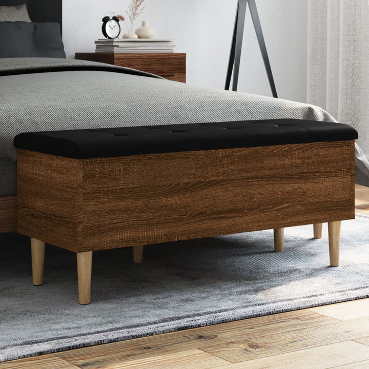 opbevaringsbænk 102x42x46 cm konstrueret træ brun egetræsfarve