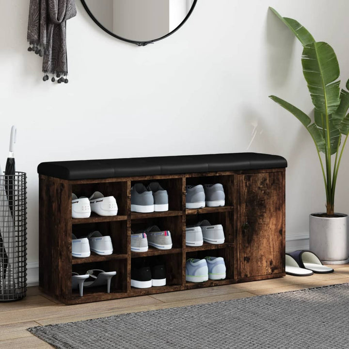 skobænk 102x32x50 cm konstrueret træ røget egetræsfarve