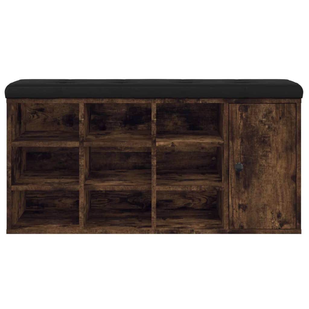 skobænk 102x32x50 cm konstrueret træ røget egetræsfarve