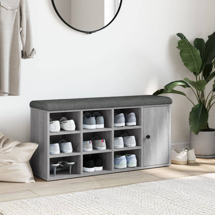 skobænk 102x32x50 cm konstrueret træ grå sonoma-eg