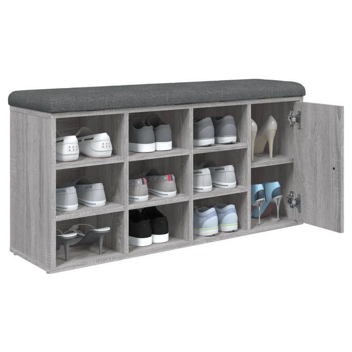 skobænk 102x32x50 cm konstrueret træ grå sonoma-eg