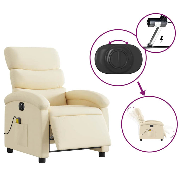 eldrevet massagestol stof cremefarvet