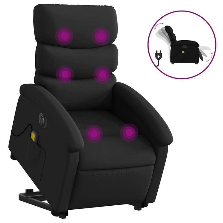 massagestol med løftefunktion kunstlæder sort