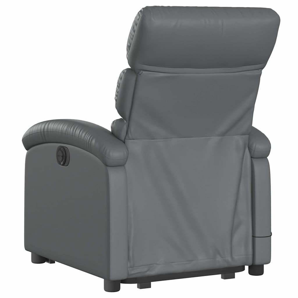 massagestol med løftefunktion kunstlæder grå