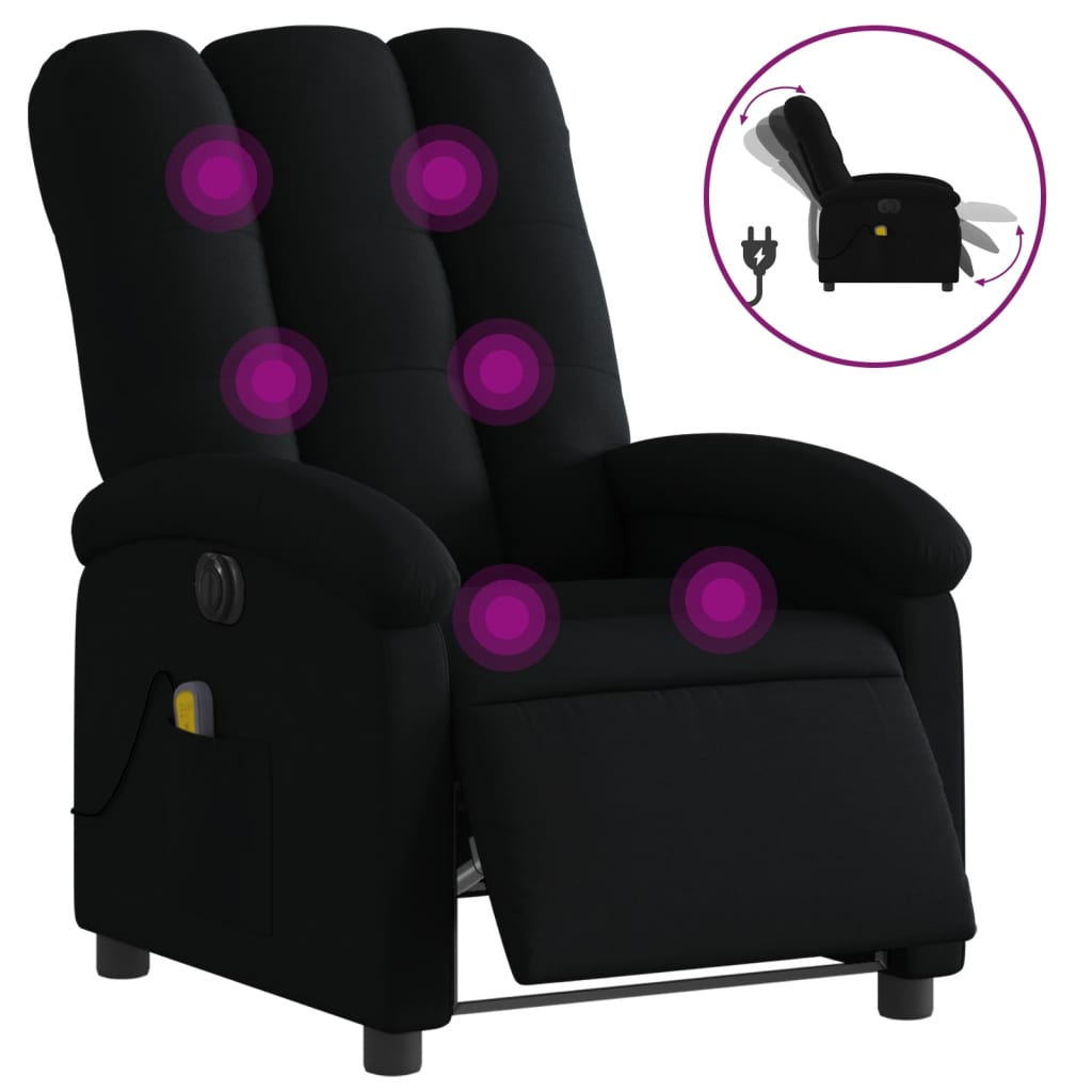 eldrevet massagestol stof sort