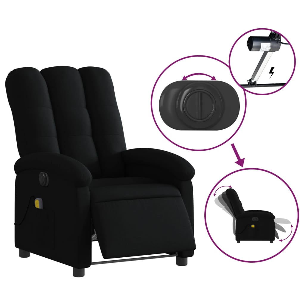 eldrevet massagestol stof sort