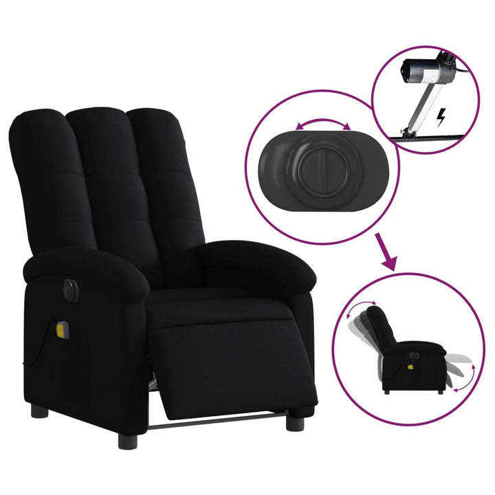 eldrevet massagestol stof sort